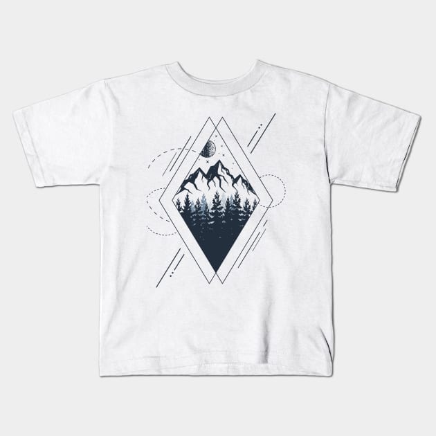Mountains. Geometric Style Kids T-Shirt by SlothAstronaut